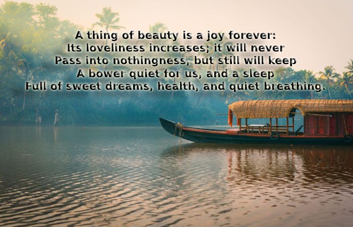 In The First Stanza of the Poem, Keats Writes_
