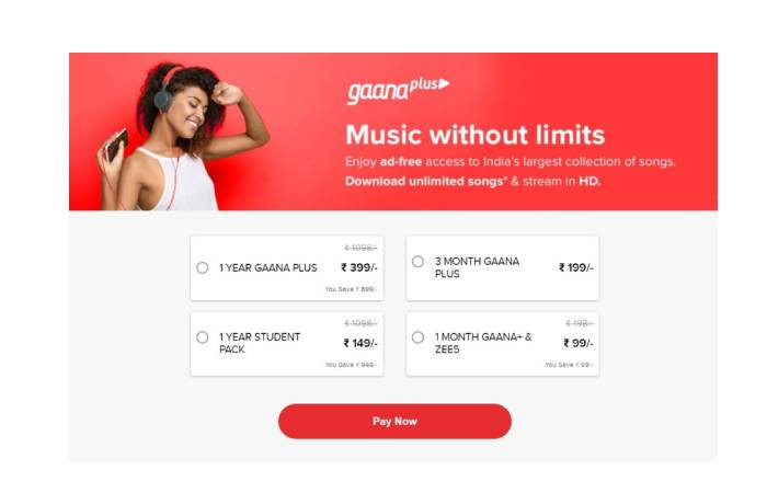Subscription Cost And Premium Packages of Gaana